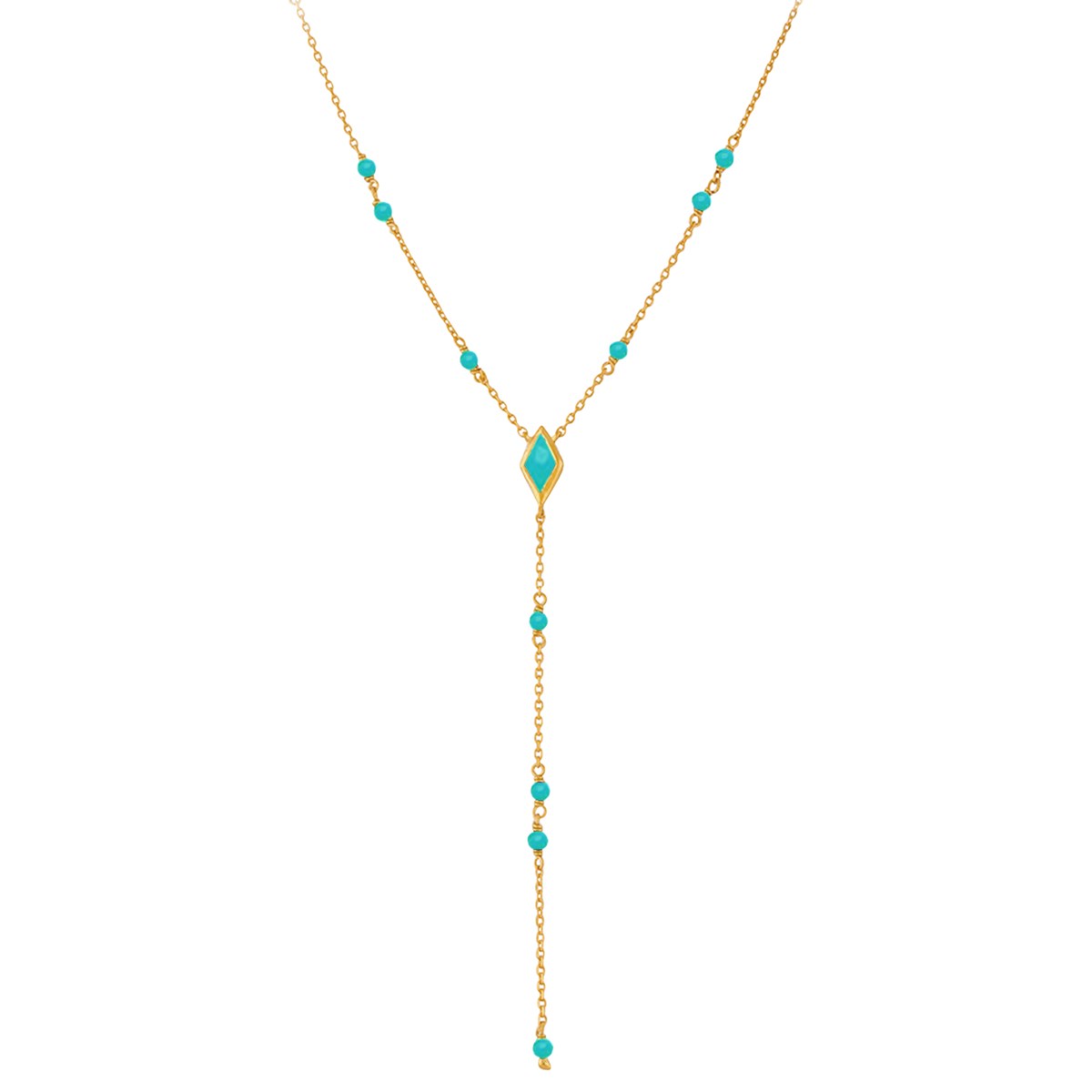 Collier En Argent Cravate Doré Pierre Amazonite