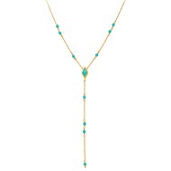 Collier En Argent Cravate Doré Pierre Amazonite