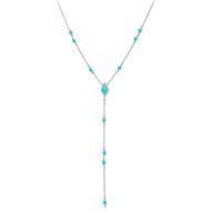 Collier En Argent Cravate Rhodié Pierre Amazonite