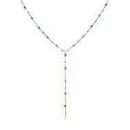 Collier Cravate Argent Doré Perles Naturelles Turquoise