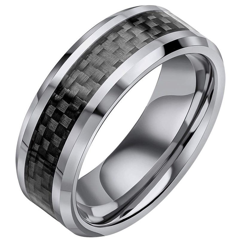 Bague tungstene et acier inoxydable