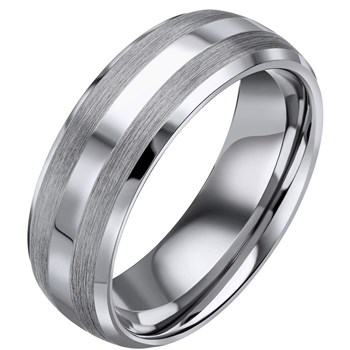 Bague tungstene et acier inoxydable