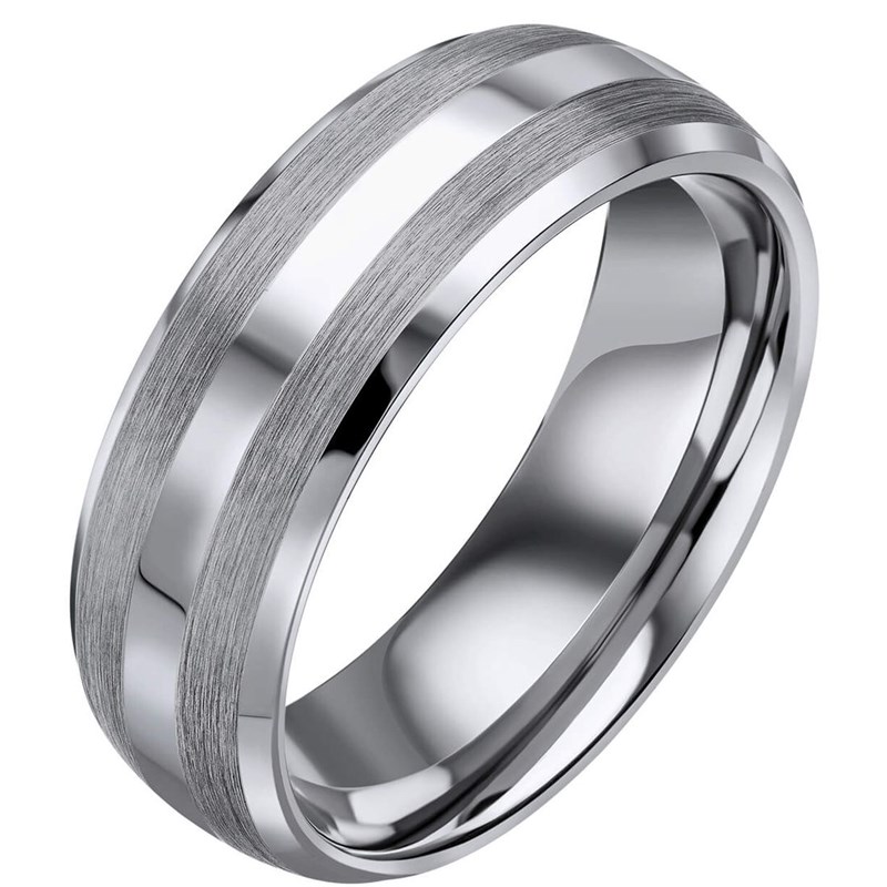 Bague tungstene et acier inoxydable