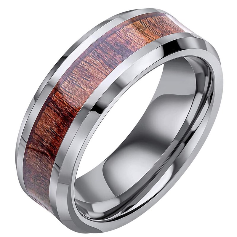 Bague tungstene et acier inoxydable