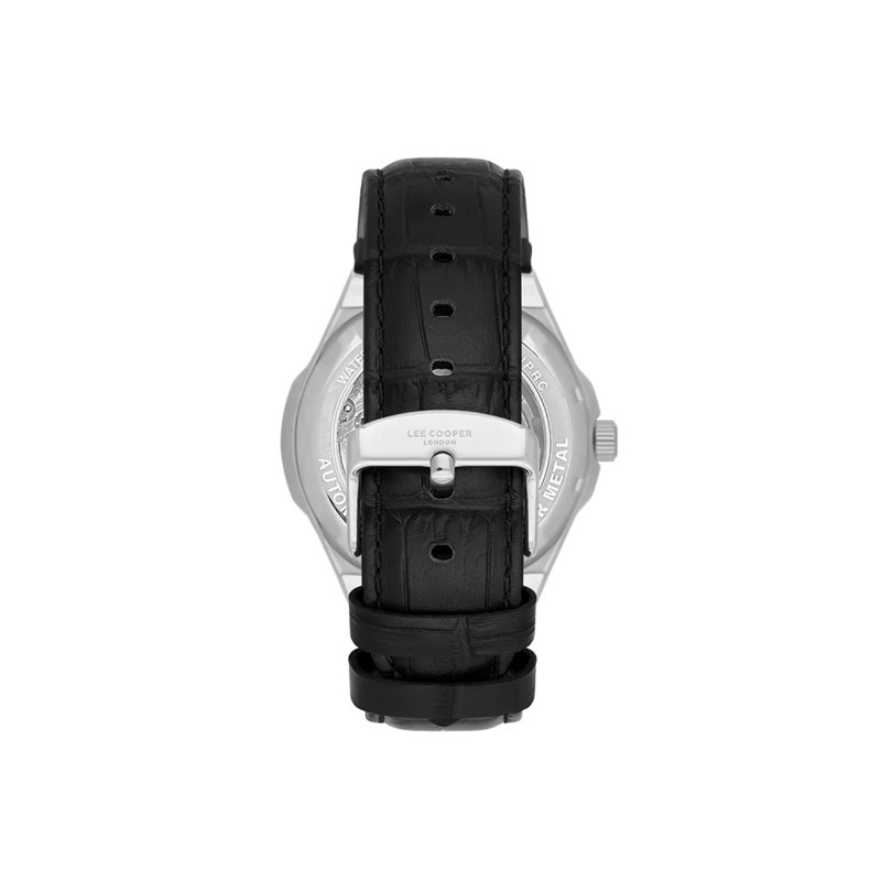 ARTHUR - Montre Homme - Boitier en métal argenté - Bracelet en cuir noir - Analogique - vue 3