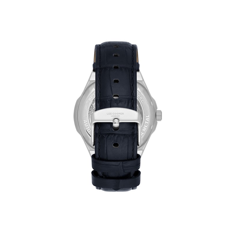 ARTHUR - Montre Homme - Boitier en métal argenté - Bracelet en cuir bleu - Analogique - vue 3