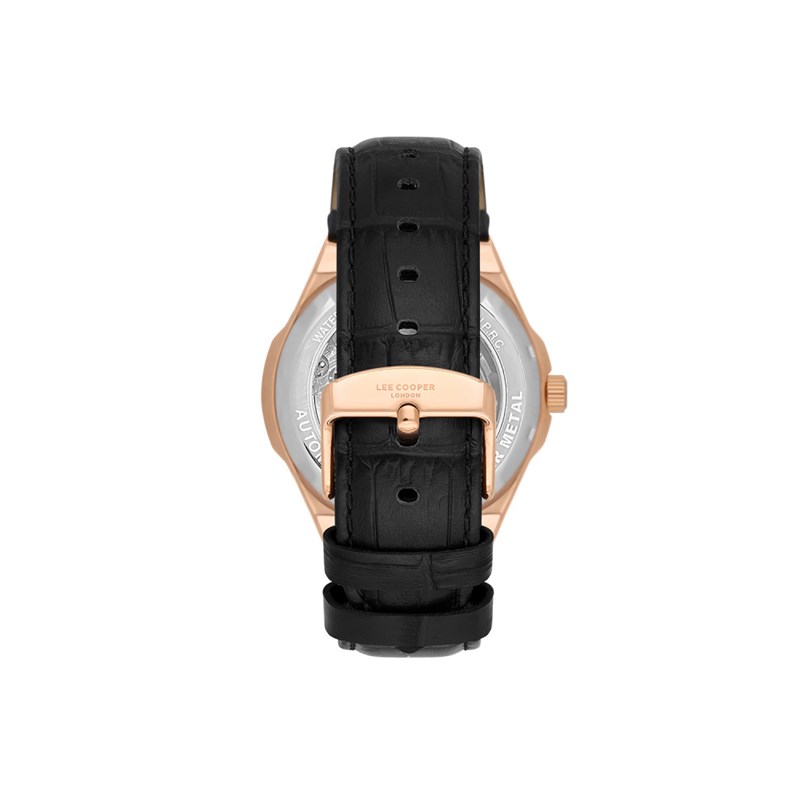 ARTHUR - Montre Homme - Boitier en métal doré - Bracelet en cuir noir - Analogique - vue 3