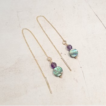 Boucles d'Oreilles Améthyste et Abalone Ilhéus