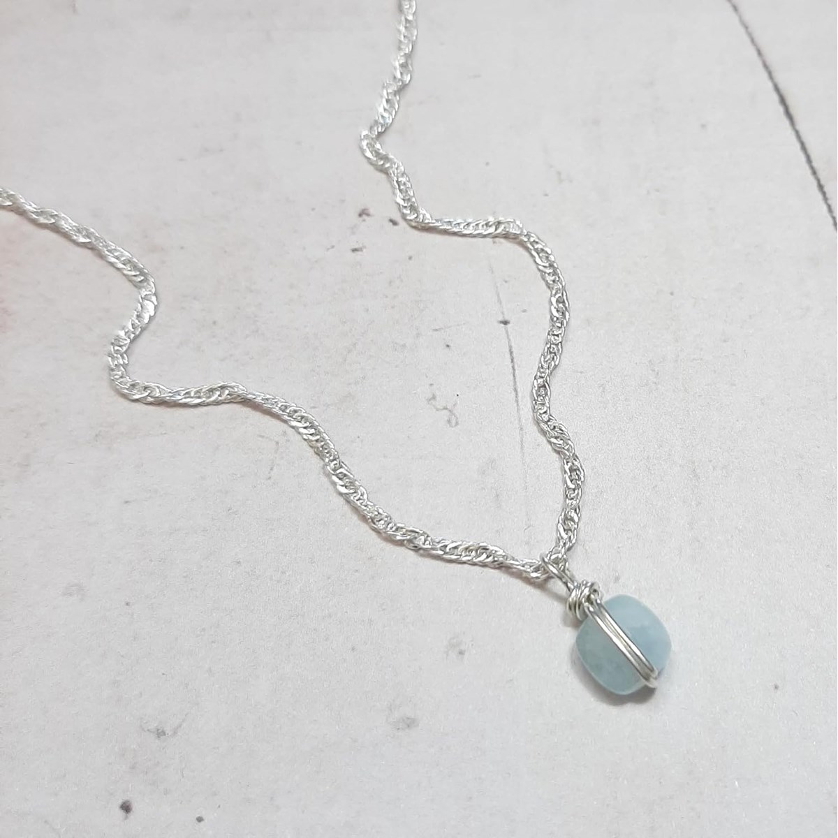 Collier Argent 925 et Aigue-Marine Essentiel - vue 3