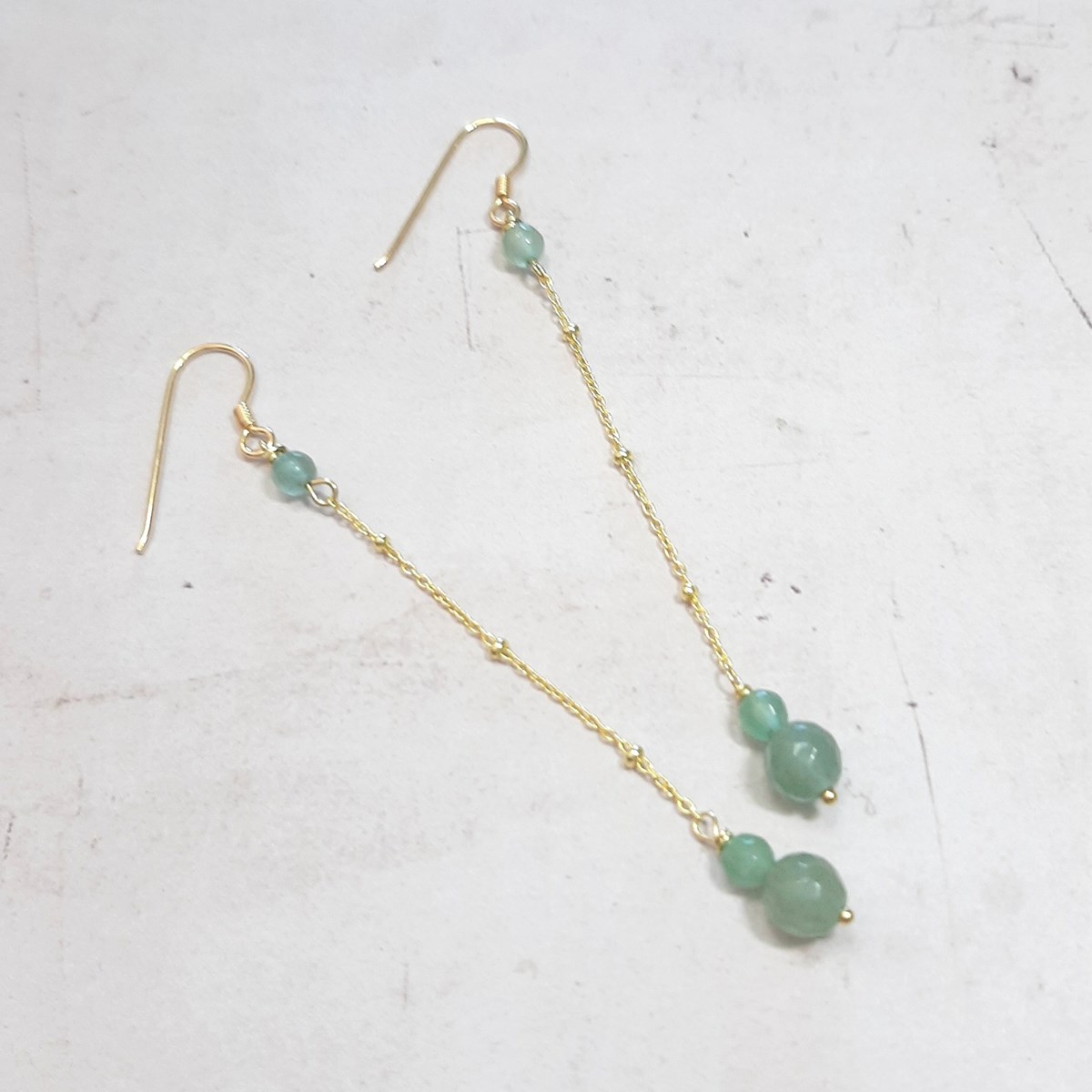 Boucles D'Oreilles en Argent 925 Doré et Aventurine Xingu - vue 2