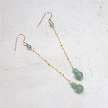 Boucles D'Oreilles en Argent 925 Doré et Aventurine Xingu