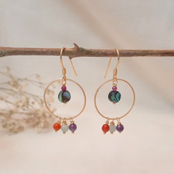 Boucles D'Oreilles Pierres Naturelles Multicolores Salvador
