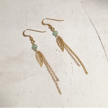 Boucles D'Oreilles Feuilles Aventurine