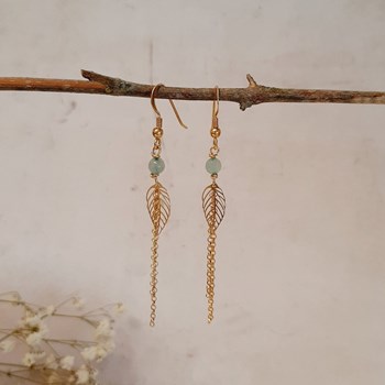 Boucles D'Oreilles Feuilles Aventurine