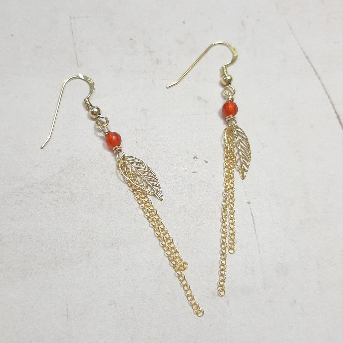 Boucles D'Oreilles Feuilles Cornaline - vue 3