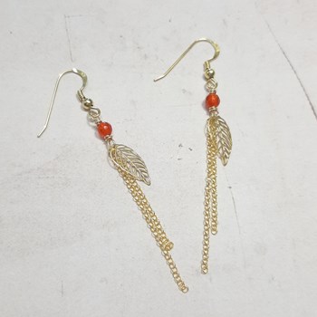 Boucles D'Oreilles Feuilles Cornaline