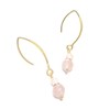 Boucles d'Oreilles Pendantes en Argent 925 Doré et Quartz Rose - vue V1