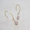 Boucles d'Oreilles Pendantes en Argent 925 Doré et Quartz Rose - vue V2