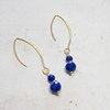 Boucles d'Oreilles Pendantes en Argent 925 Doré et Lapis-Lazuli - vue V2