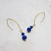 Boucles d'Oreilles Pendantes en Argent 925 Doré et Lapis-Lazuli - vue V3