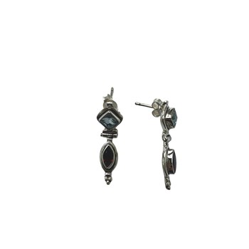Boucles d'oreille argent, topaze bleue
