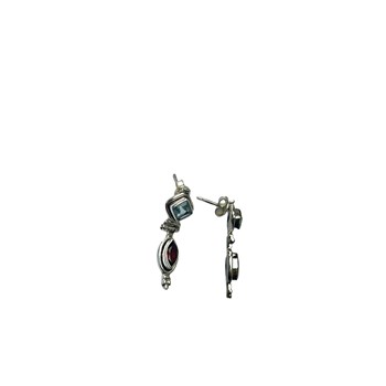 Boucles d'oreille argent, topaze bleue