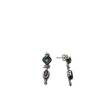 Boucles d'oreille argent, topaze bleue