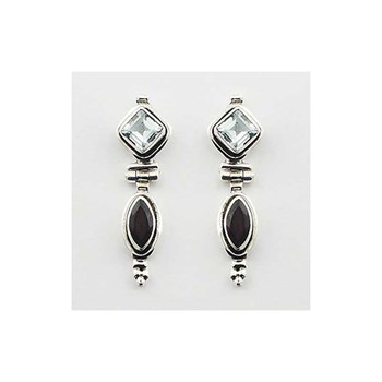 Boucles d'oreille argent, topaze bleue