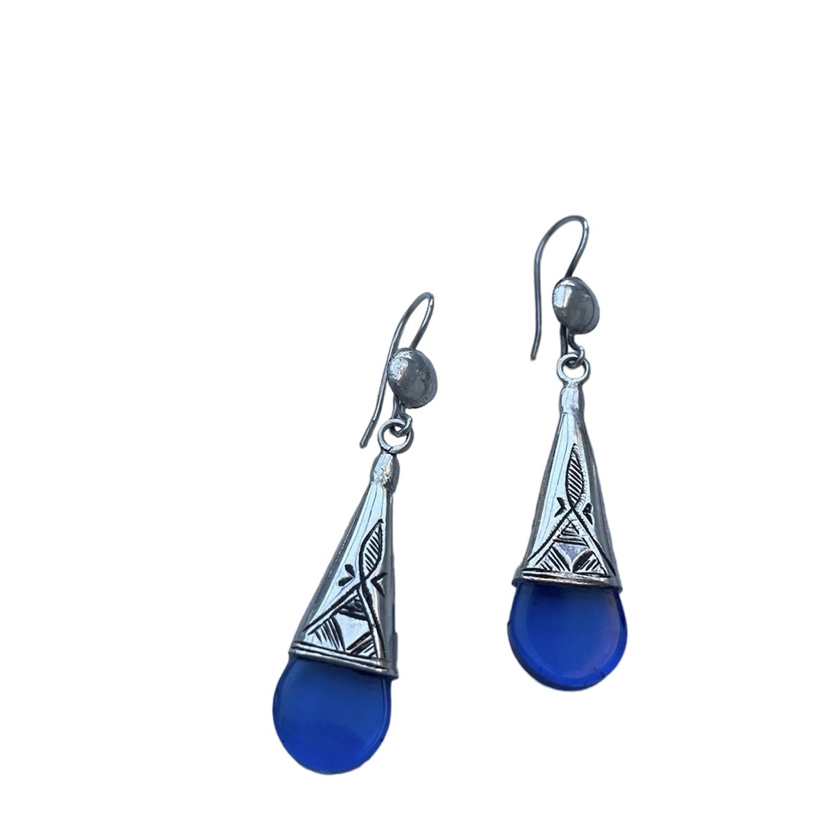 Boucles d'oreilles touareg verre bleu - vue 3