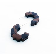 Boucles d'oreilles, créoles marron - Modèle fait main