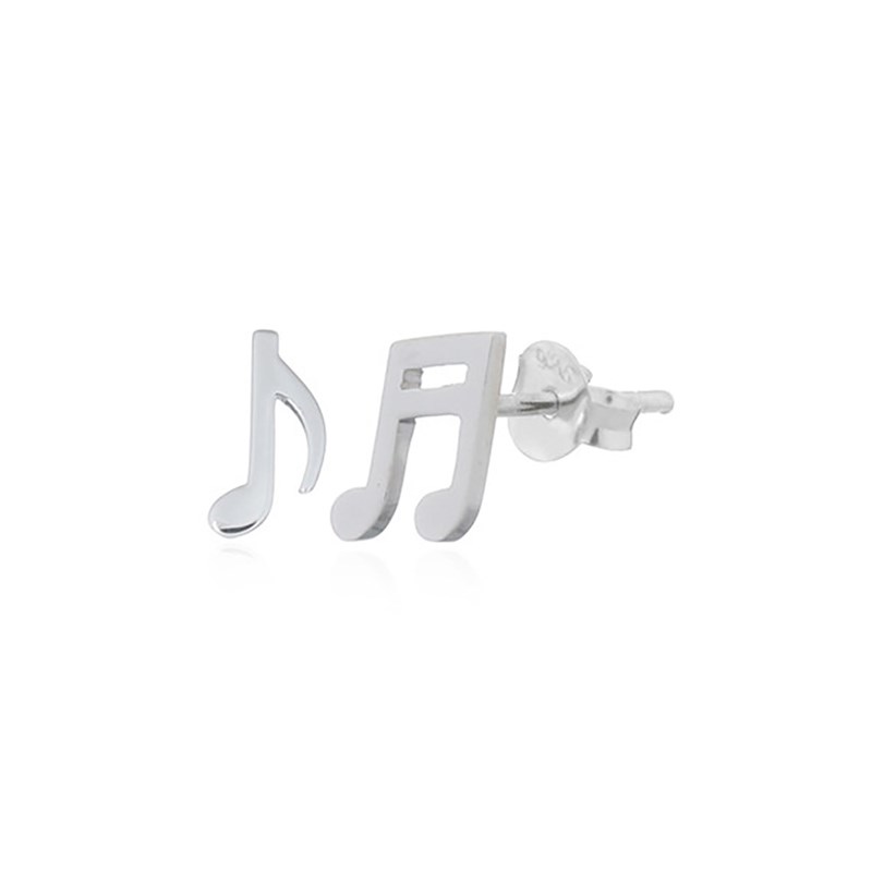 Clou d'oreille en argent forme note de musique - vue 2