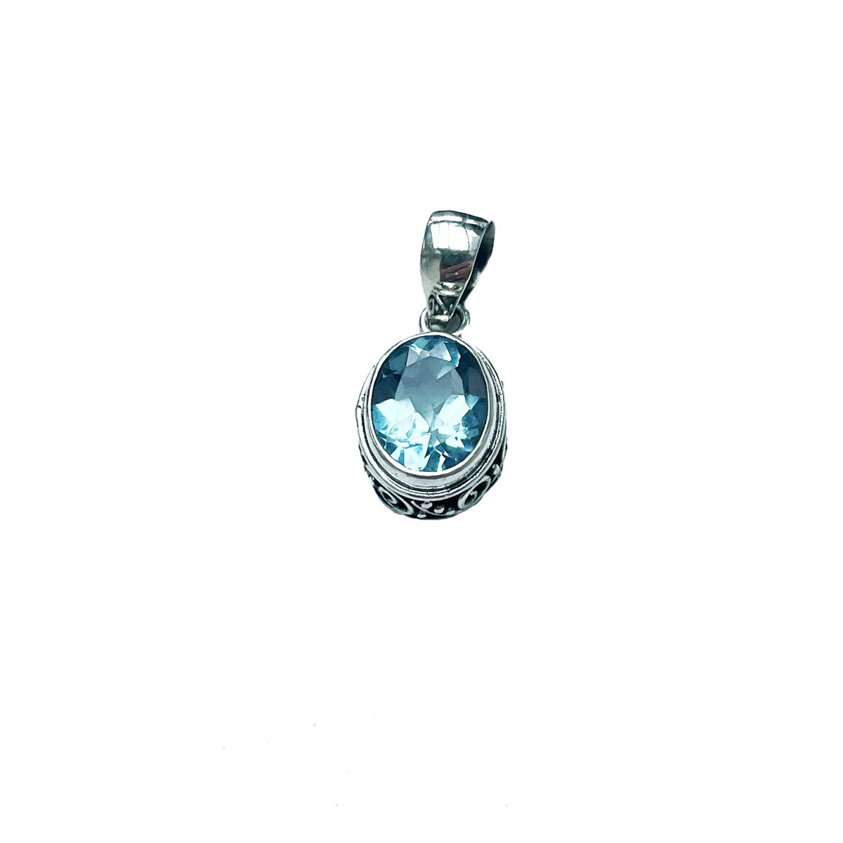 Pendentif en argent et topaze bleue facettée - vue 2