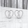 Boucles d'oreilles coeur d'infini serti d'oxydes de zirconium Argent 925 Rhodié - vue V4