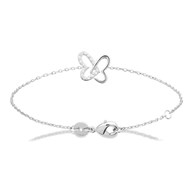 Bracelet 2 coeurs oxydes de zirconium Argent 925 Rhodié