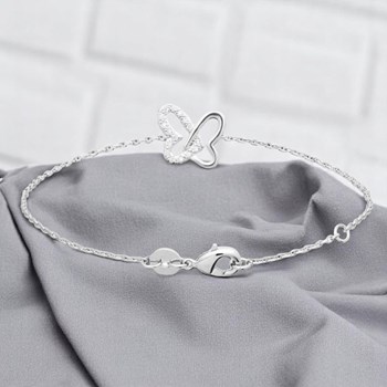 Bracelet 2 coeurs oxydes de zirconium Argent 925 Rhodié