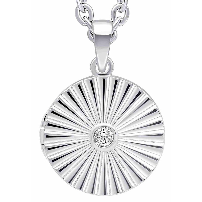 Collier pendentif photo cercle zirconium en argent 925