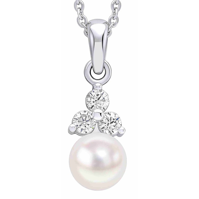 Collier perle et zirconium en argent 925