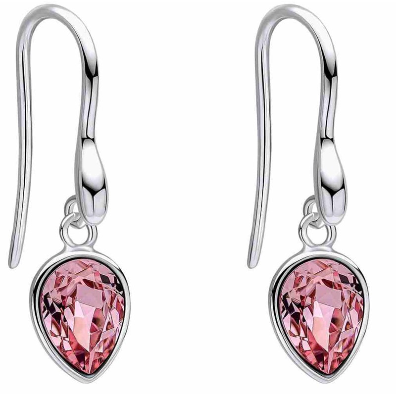 Boucle d'oreille cristal rose en argent 925