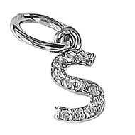 Très petit pendentif Initiale lettre S en argent 925°/00 et cz cristal 0,5cm