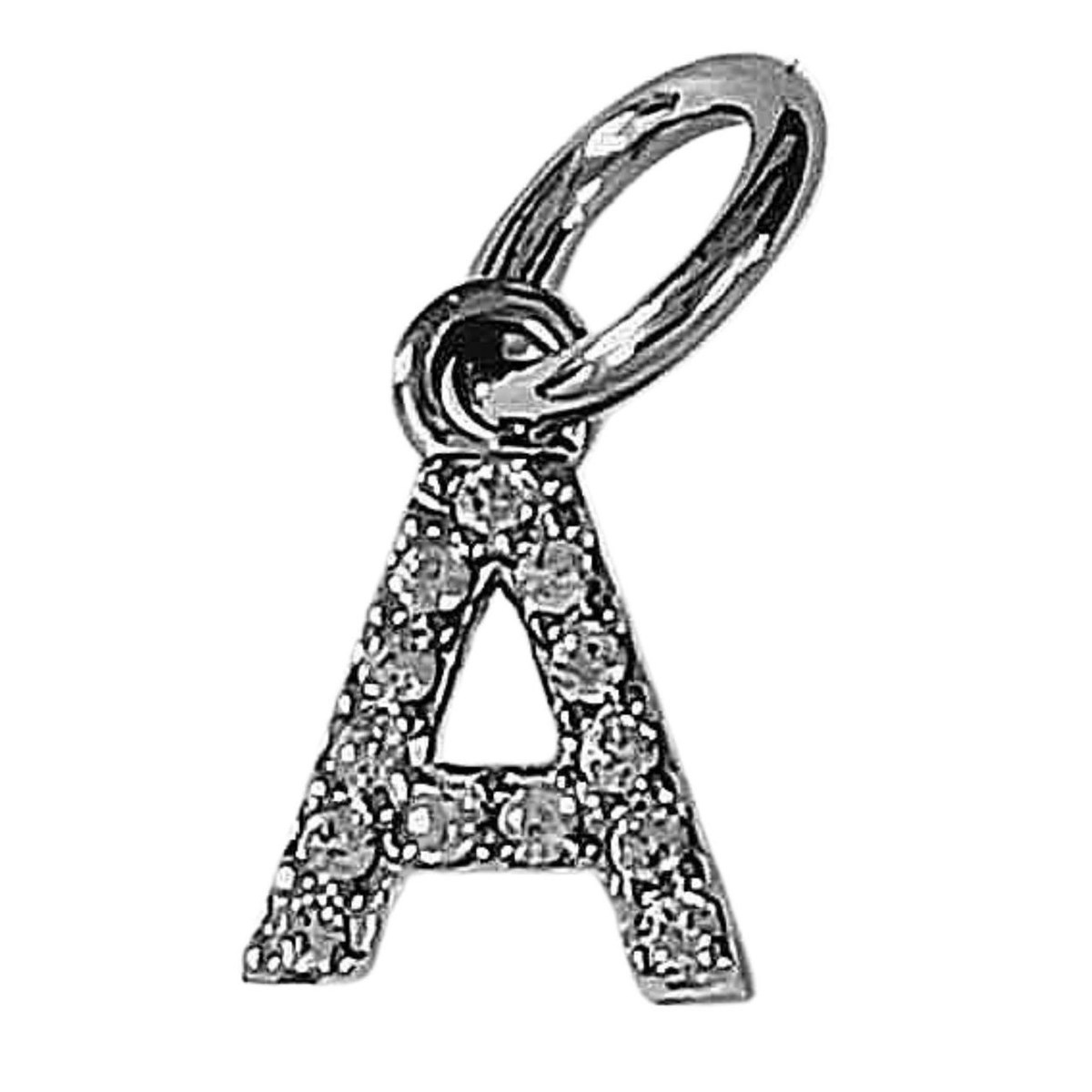 Très petit pendentif Initiale lettre A en argent 925°/00 et cz cristal 0,5cm