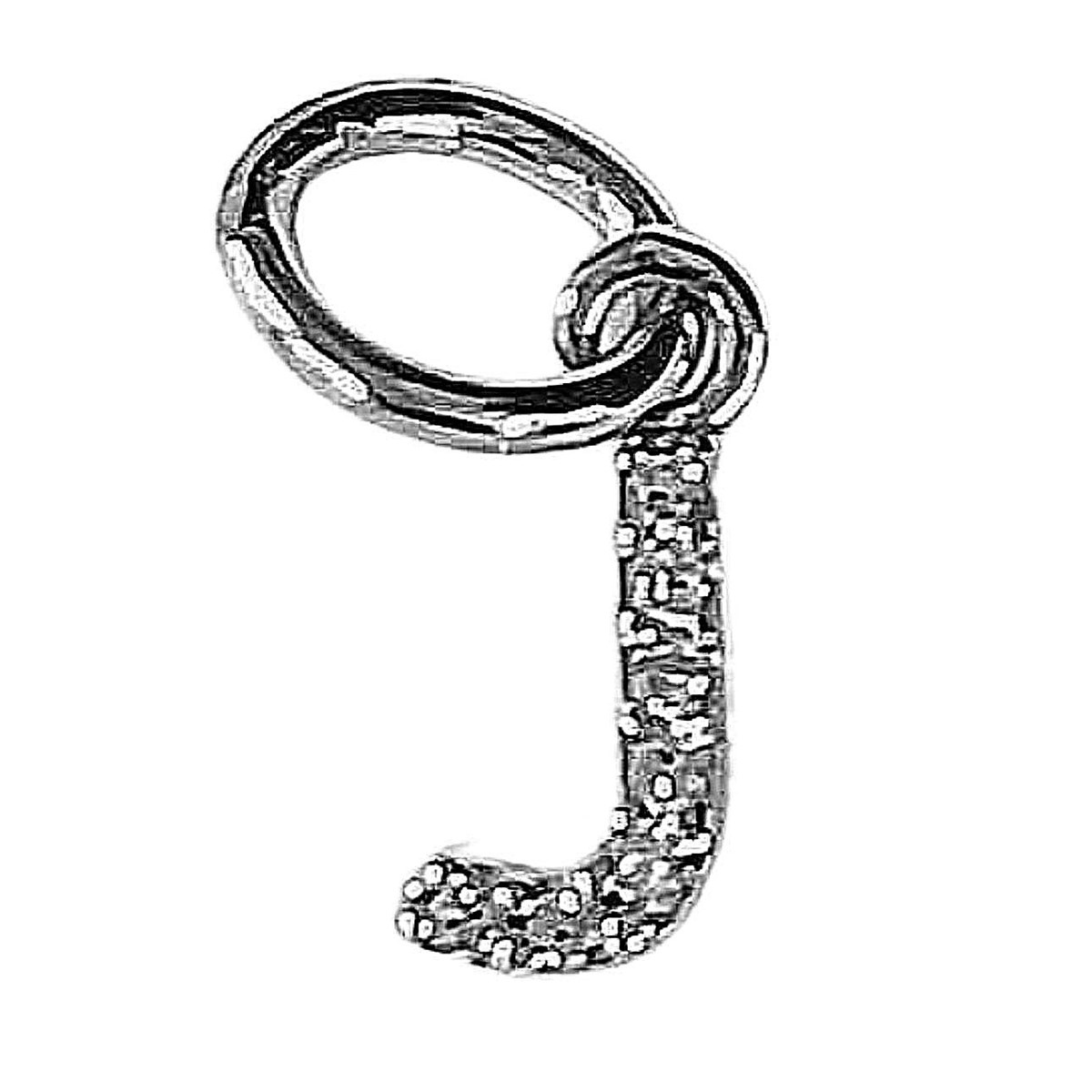 Très petit pendentif Initiale lettre J en argent 925°/00 et cz cristal 0,5cm