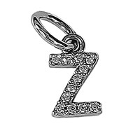 Très petit pendentif Initiale lettre Z en argent 925°/00 et cz cristal 0,5cm