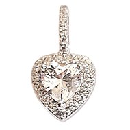 Pendentif petit coeur serti de cubics zirconium cristal en argent - 1,5cm + chaine