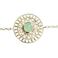 Bracelet femme enfant breloque soleil perle d'aventurine en argent - 18cm