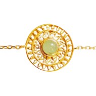 Bracelet femme enfant breloque soleil perle d'aventurine en plaqué or - 18cm