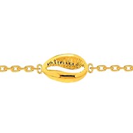 Bracelet femme enfant breloque coquillage cauris en plaqué or - 18cm