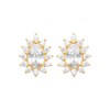 Boucles d'oreilles goutte d'oxyde de zirconium style fleur Plaqué OR 750 3 microns - vue V1