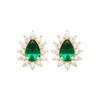 Boucles d'oreilles goutte d'oxyde de zirconium vert style fleur Plaqué OR 750 3 microns - vue V1