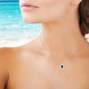 Collier goutte d'oxyde de zirconium bleu style fleur Plaqué OR 750 3 microns - vue V4