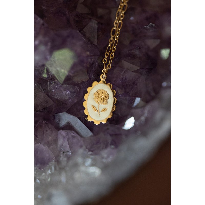 collier fleur émaillé doré à l'or fin - THÉMIS - vue 3